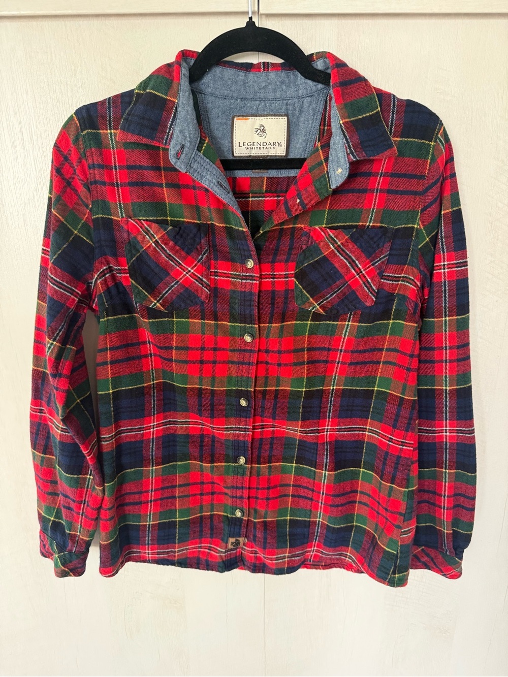 Legendary Whitetails Plaid Flannel Shirt Red Green Navy M